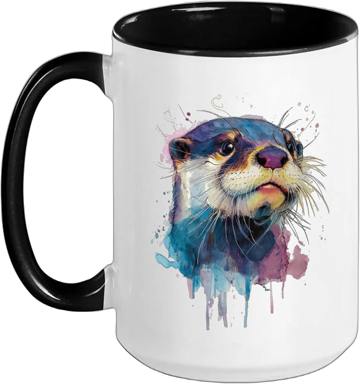 Womens Girls Watercolor Paint Illustration Sea Otter Lover Ceramic Mug