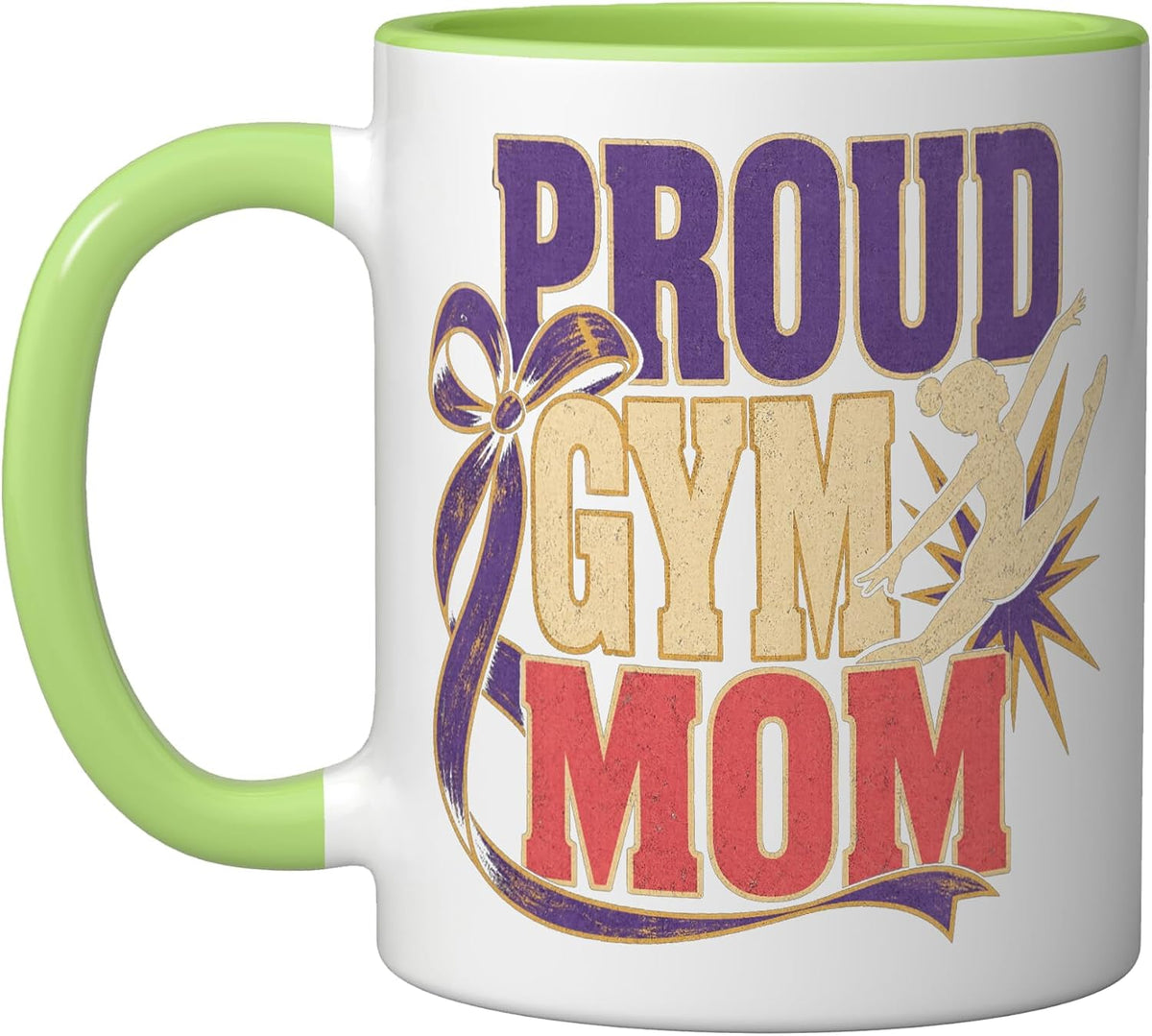 Proud Gym Mom Retro Gymnast Support Funny Ceramic Mug