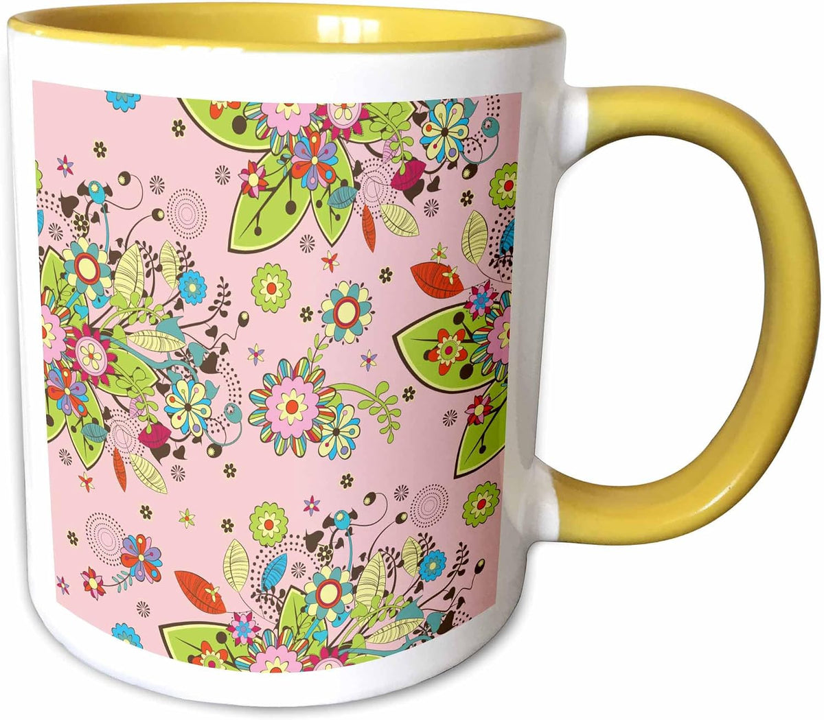 Pretty Pink, Red, Green, & Blue Ceramic Mug