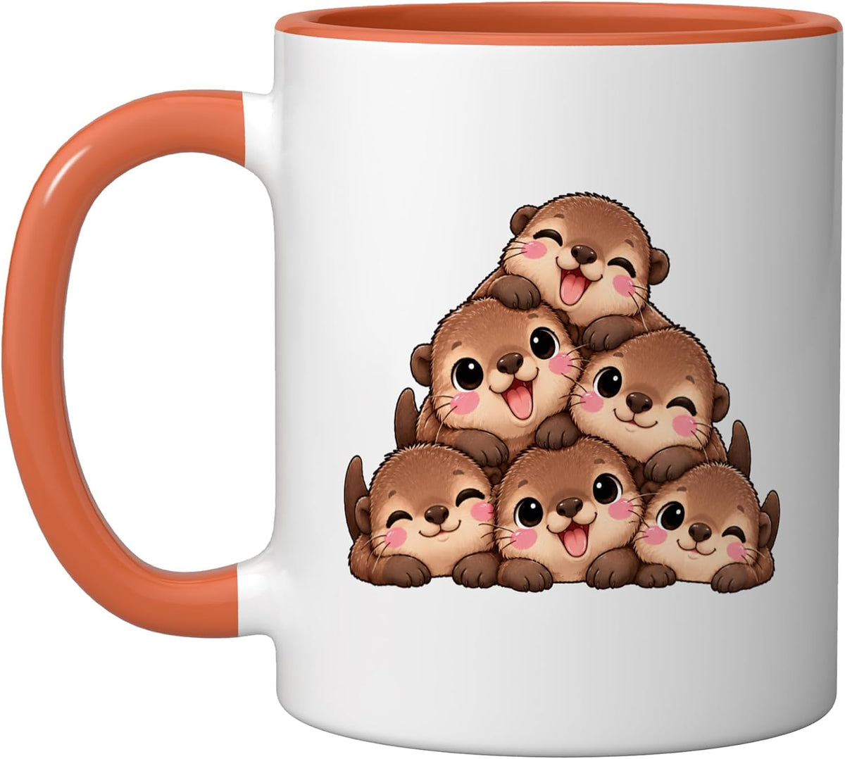 Cute Otter Friends Cuddling Comic Design Ceramic Mug
