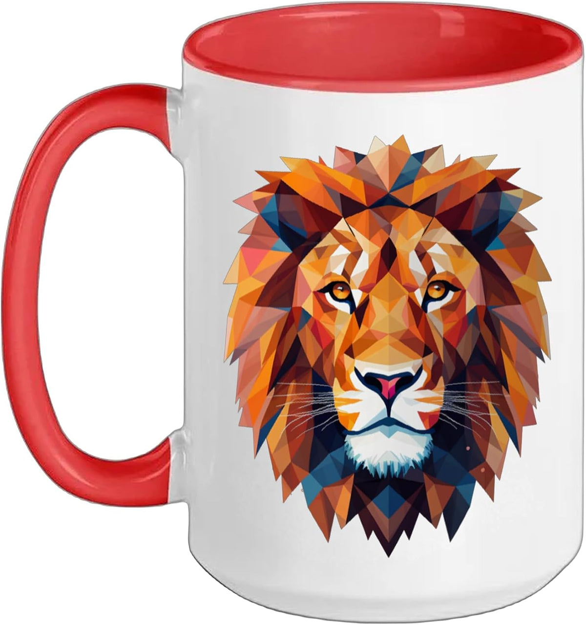 Geometrical Lion Head Geometry Abstract Lion Art Ceramic Mug