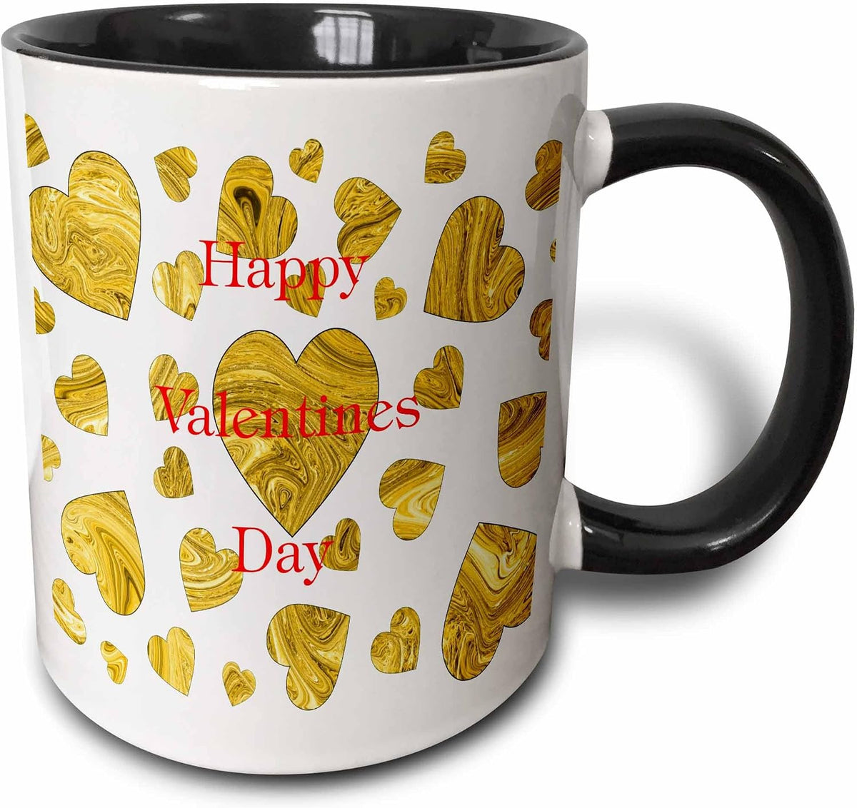 Happy Valentines Day Gold Hearts Ceramic Mug