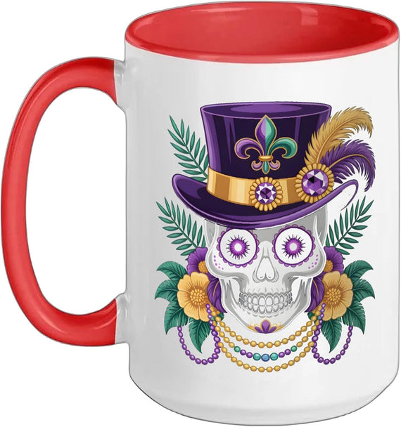 Mardi Gras Sugar Skull Art Orleans Nola Ceramic Mug
