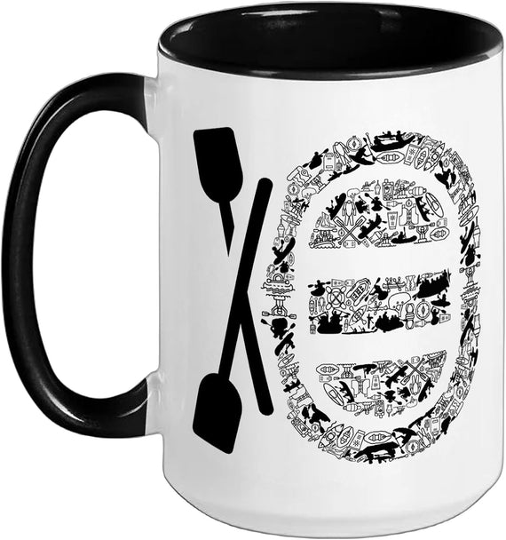 Silhouette Shape Collage Raft Stuff, Rafter Stuff, Rafting Ceramic Mug