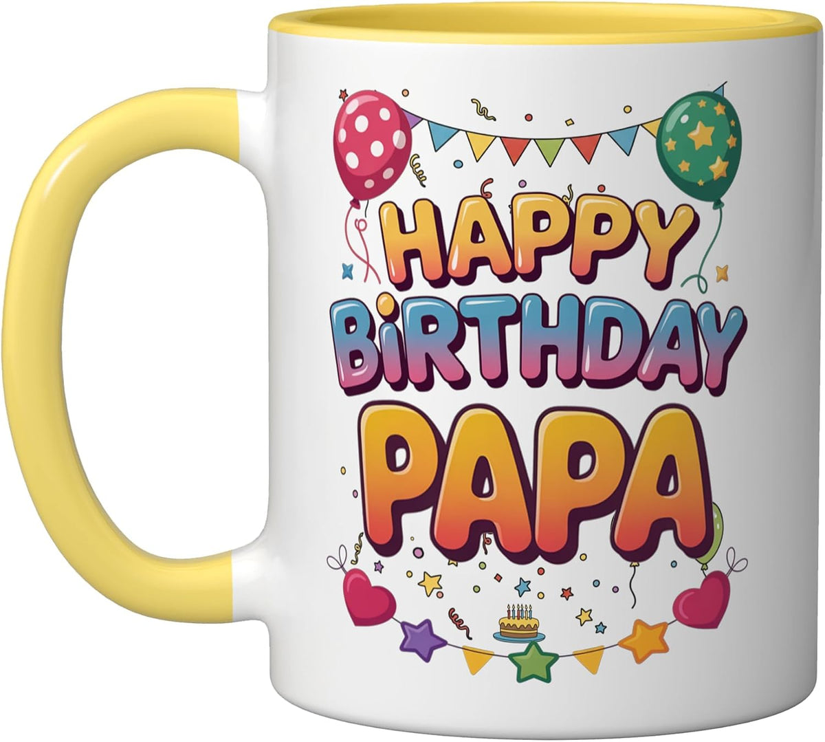 Happy Birthday Papa Colorful Balloon Party Ceramic Mug