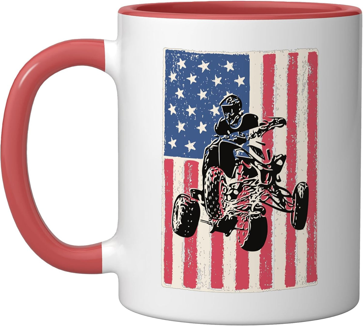 Quad For Men Atv Four Wheeler Gift American Flag Patriotic Ceramic Mug