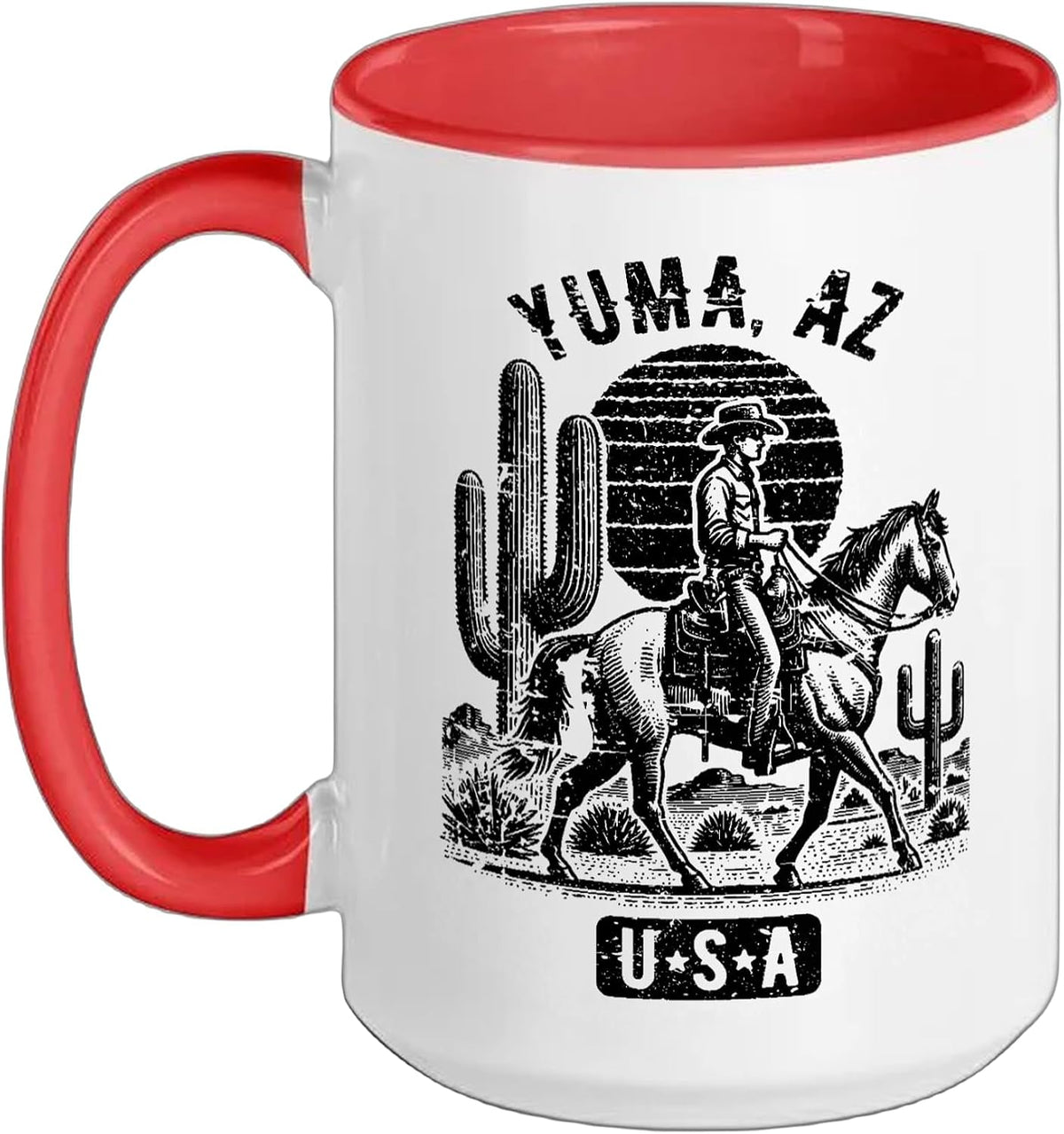 Yuma Arizona Usa Cowboy Horse Vintage Style Design Ceramic Mug