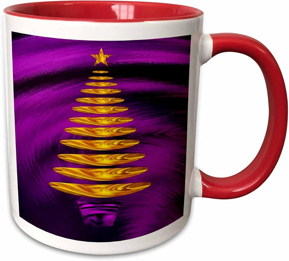 Abstract Golden Christmas Tree on Ceramic Mug