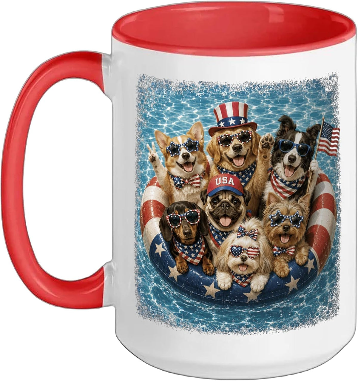 Patriotic Dogs Dog Lover Dog Mom 4th Of July Independence Ceramic Mug