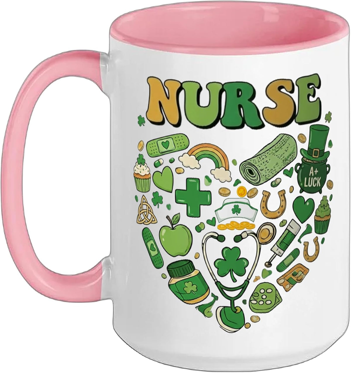 Nurse St Patrick Day Heart Medical Shamrock Registered Ceramic Mug