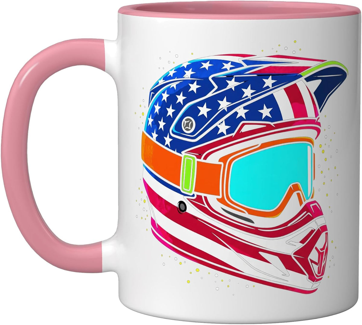 American Flag Motocross Helmet Goggles Patriot Ceramic Mug