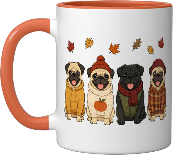 Pug Fall Autumn Season Pumpkin Dog Halloween Ceramic Mug