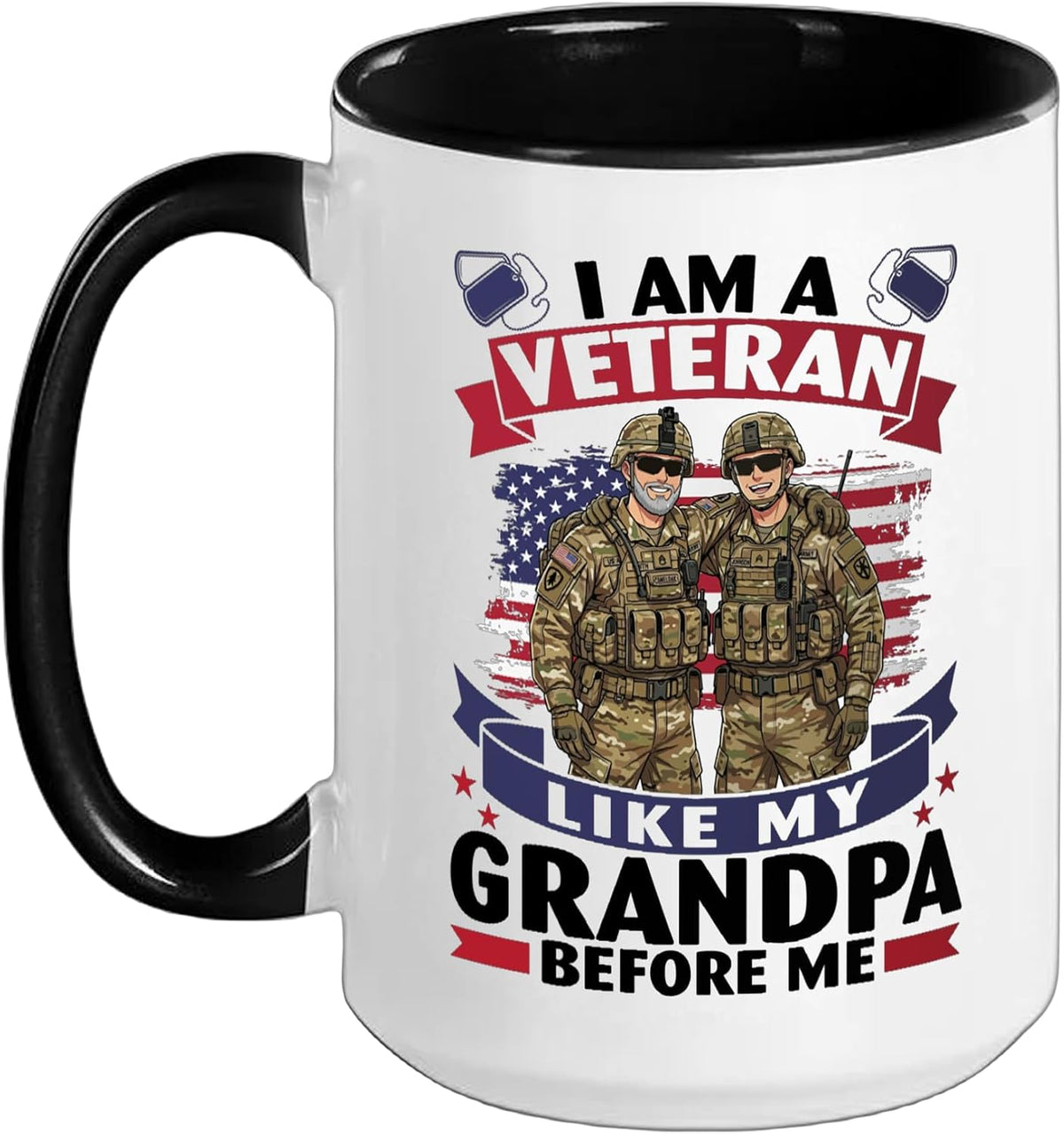 I Am A Veteran Like My Grandpa Before Me Soldier Grandson Ceramic Mug