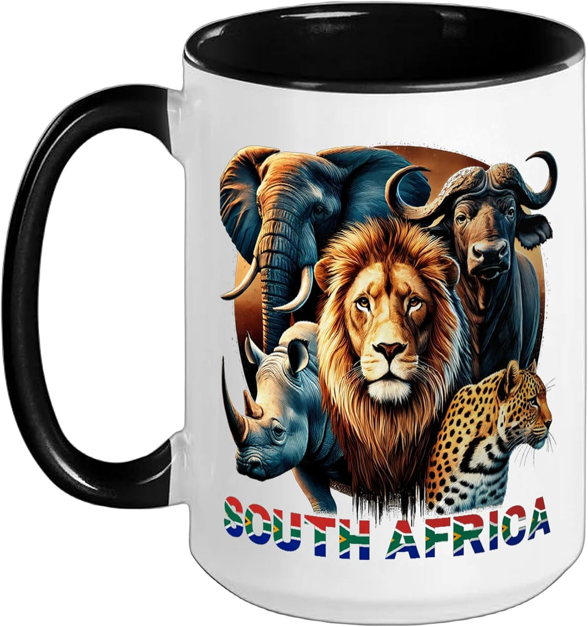 South Africa Big Five Animals Wildlife Pride Art Ceramic Mug