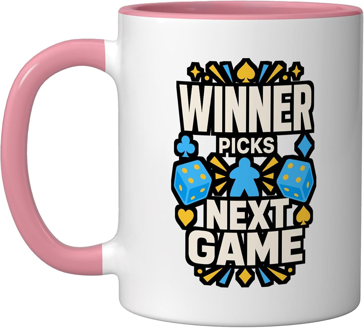 Winner Picks Next Game Board Game Meeple Dice Ceramic Mug