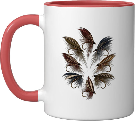 Classic Fly Fishing Lures Fly Tying Trout Angler Ceramic Mug