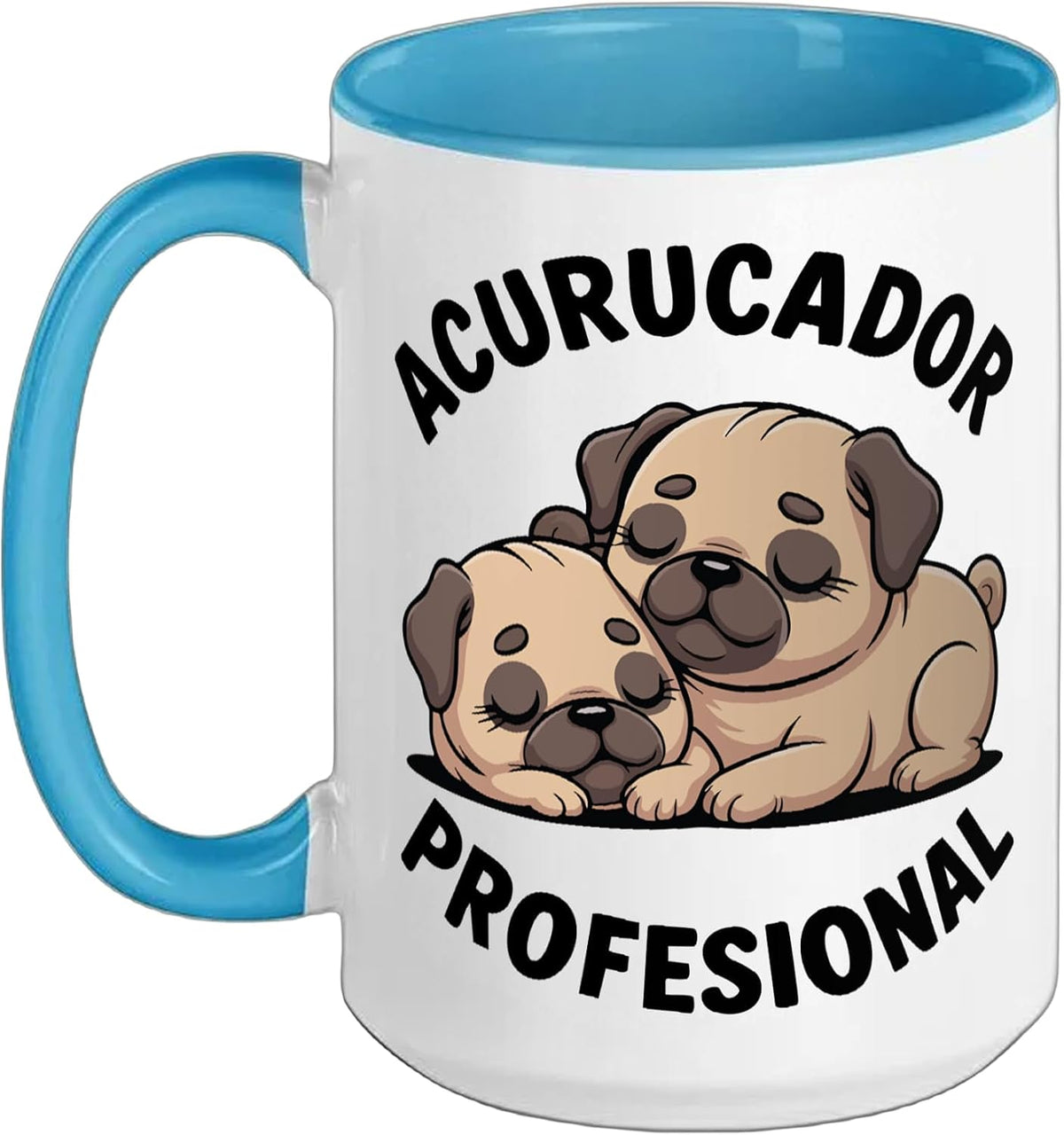 Pug One On Top Of Another Acurucador Profesional Ceramic Mug