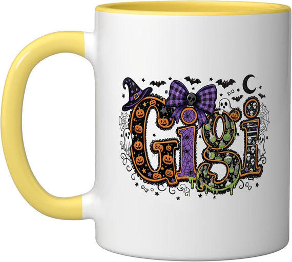 Gigi Halloween Gothic Spooky Spiders Bats Skulls Ceramic Mug