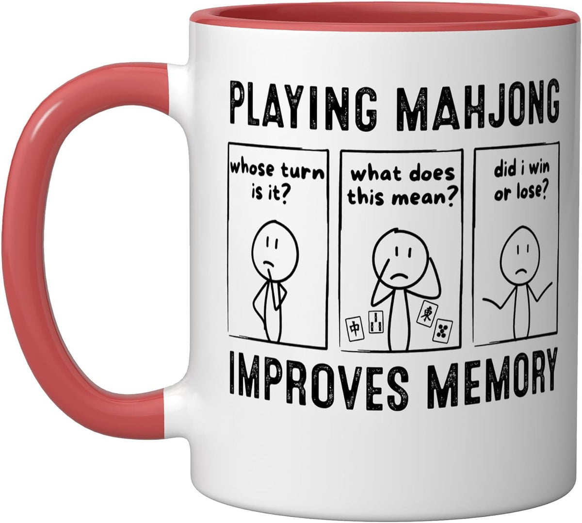 Playing Mahjong Improves Memory Funny Mahjong Player Ceramic Mug