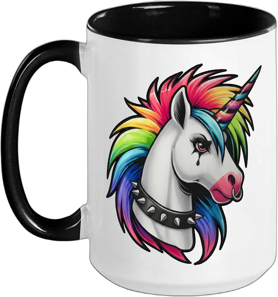 Punk Rock Rainbow Unicorn Emo Goth Alternative, Animal Ceramic Mug