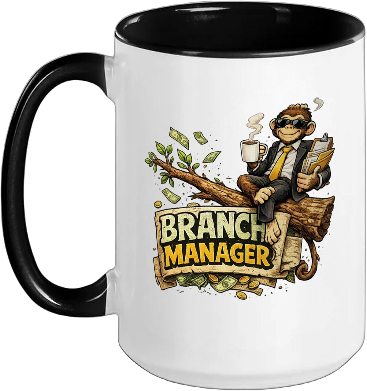 Branch Manager Funny Monkey Word Game Humour Design Ceramic Mug