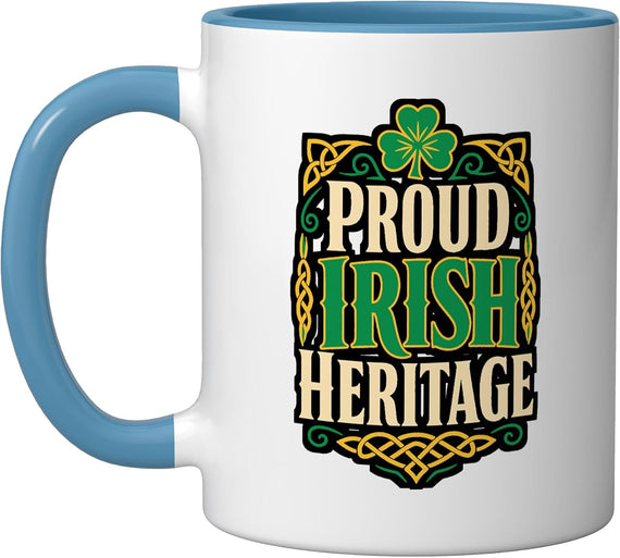 Proud Irish Heritage Shamrock Celtic Knot St Patricks Day Ceramic Mug