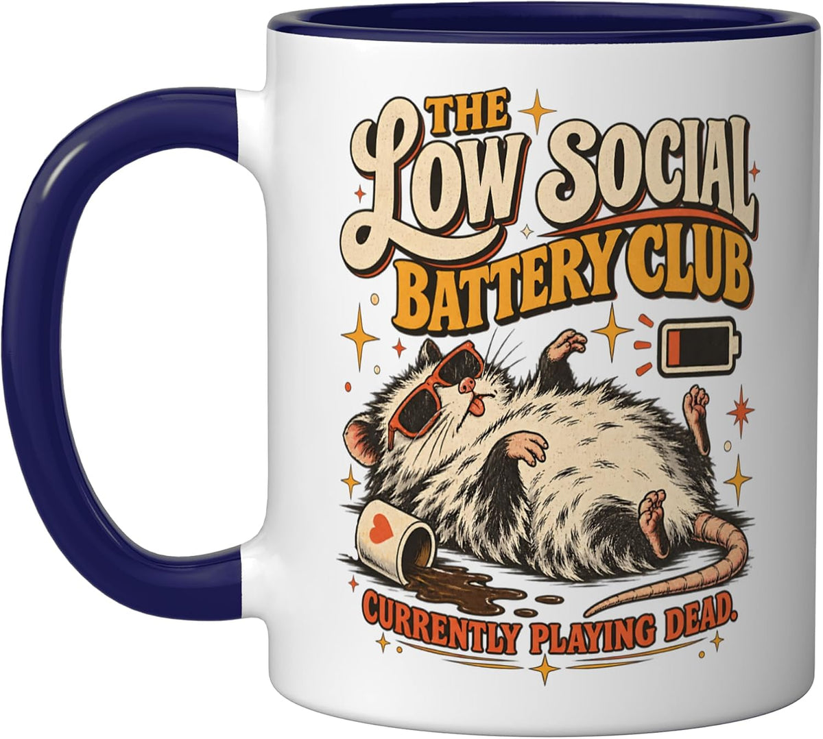 Low Social Battery Opossum Playing Dead Introvert Mood Ceramic Mug