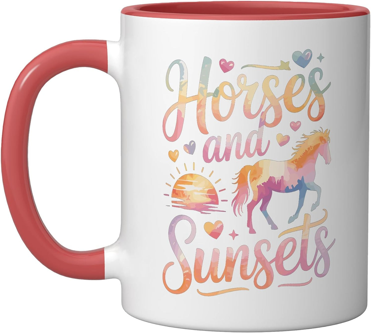 Watercolor Horses And Sunsets Ceramic Mug