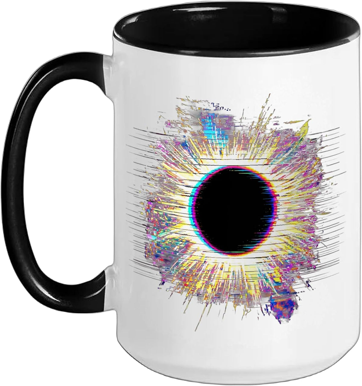 Total Solar Eclipse Glitch Art Ceramic Mug