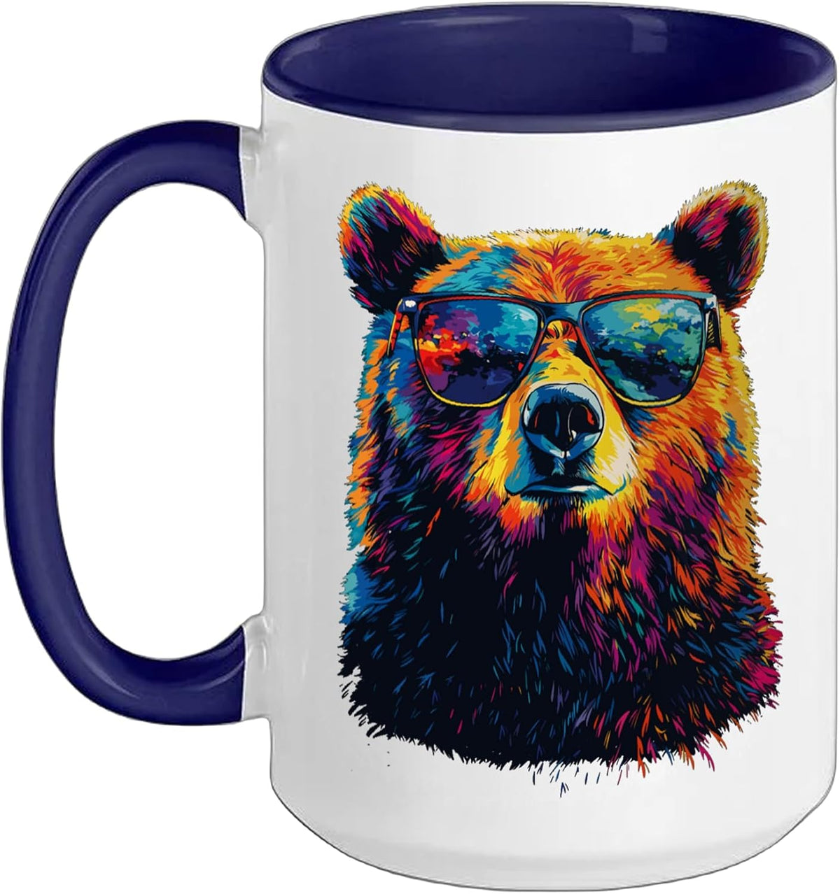 Bear Mug Wearing Sunglasses Wildlife Graphic Colorful Bear Ceramic Mug