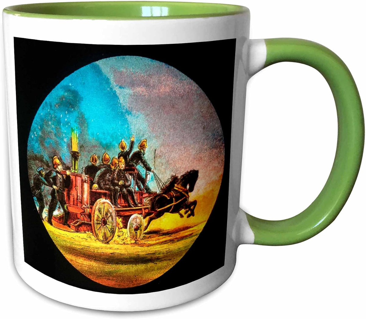 Victorian Fire Company Horse Drawn Engine Racing Ceramic Mug
