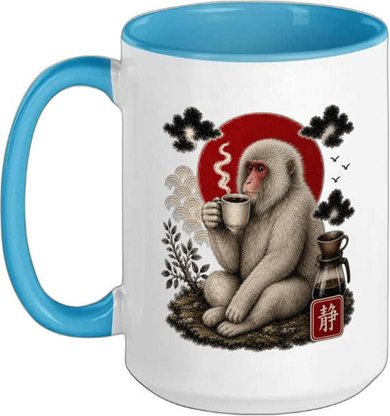 Monkey Coffee Asian Painting Style Design Ceramic Mug