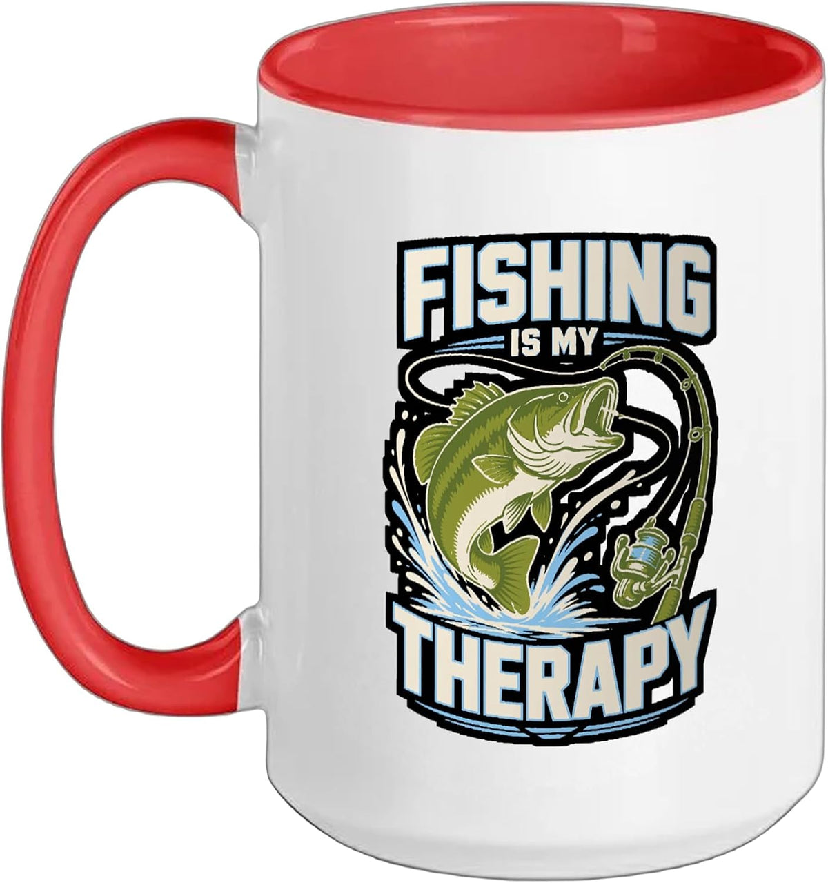 Fishing Is My Therapy Bass Fisherman Angler Ceramic Mug