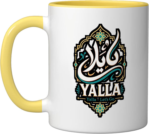 Yalla Arabic Calligraphy Let's Go Middle Eastern Ceramic Mug