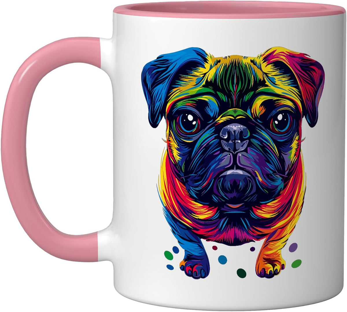 Pug Dog Design Colorful Pop Art Pug Vibrant Dog Lover Pugs Ceramic Mug