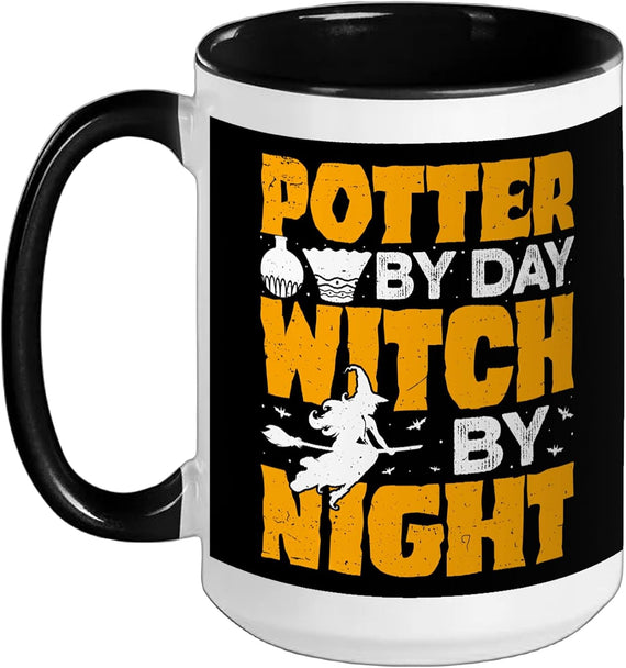 Potter By Day Witch By Night - Clay Pottery Artist Halloween Mug