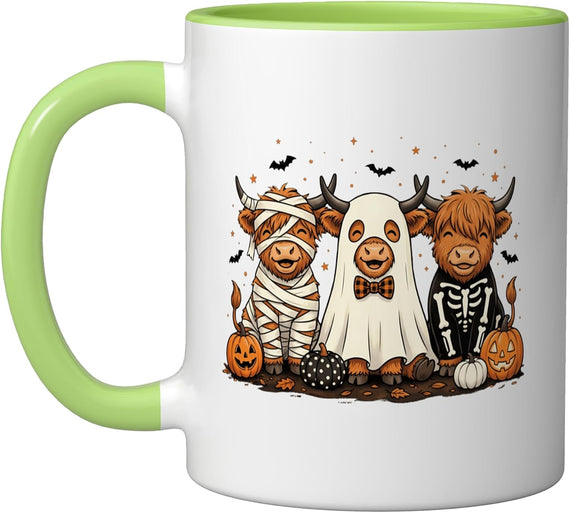 Halloween Highland Cow Pumpkin Spooky Season Costume Ceramic Mug