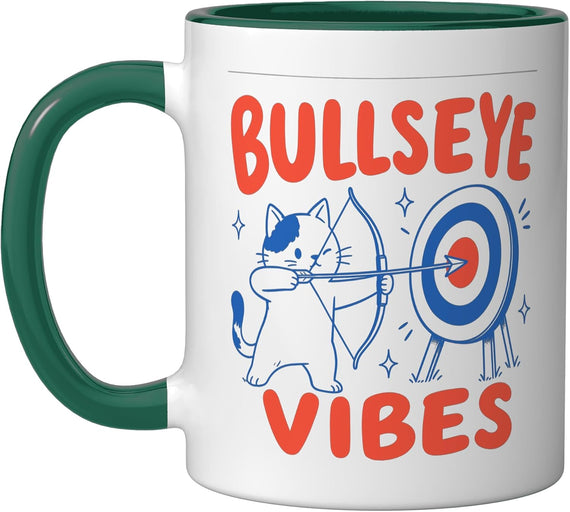 Bullseye Vibes, Recurve Bow Hunting Enthusiast Archery Ceramic Mug