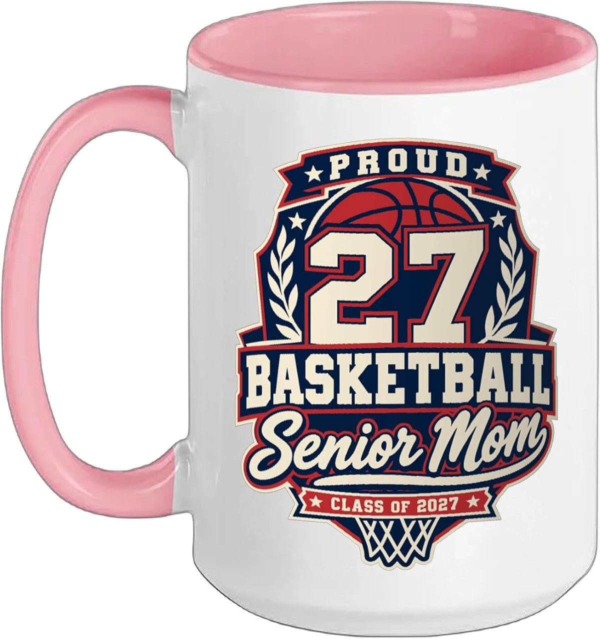 Proud Basketball Senior Mom Class Of 2027 Christmas Ceramic Mug