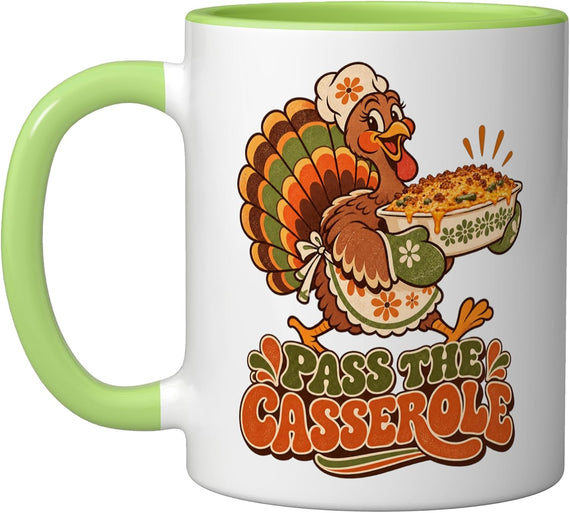 Retro Turkey Carrying Casserole Thanksgiving Ceramic Mug