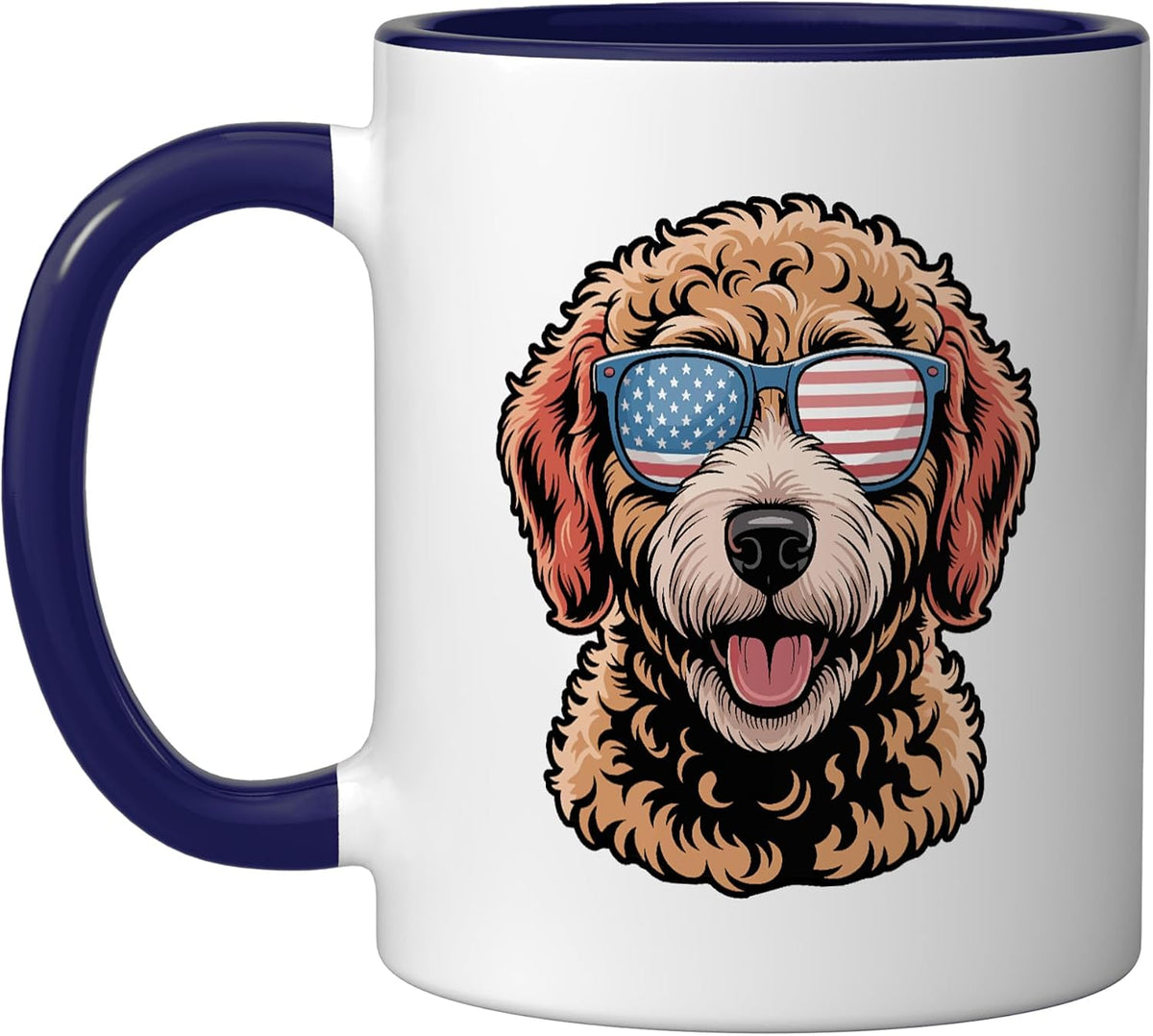 Us Flag Goldendoodle Patriotic Golden Doodle 4th Of July Ceramic Mug