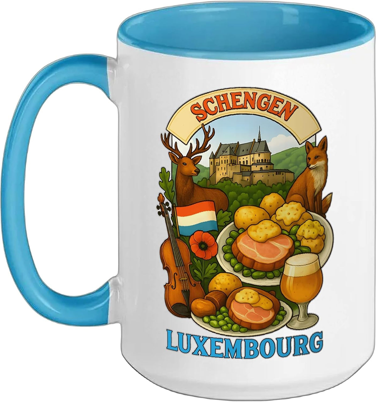 Schengen Vacation Luxembourg Souvenir Tourist Ceramic Mug
