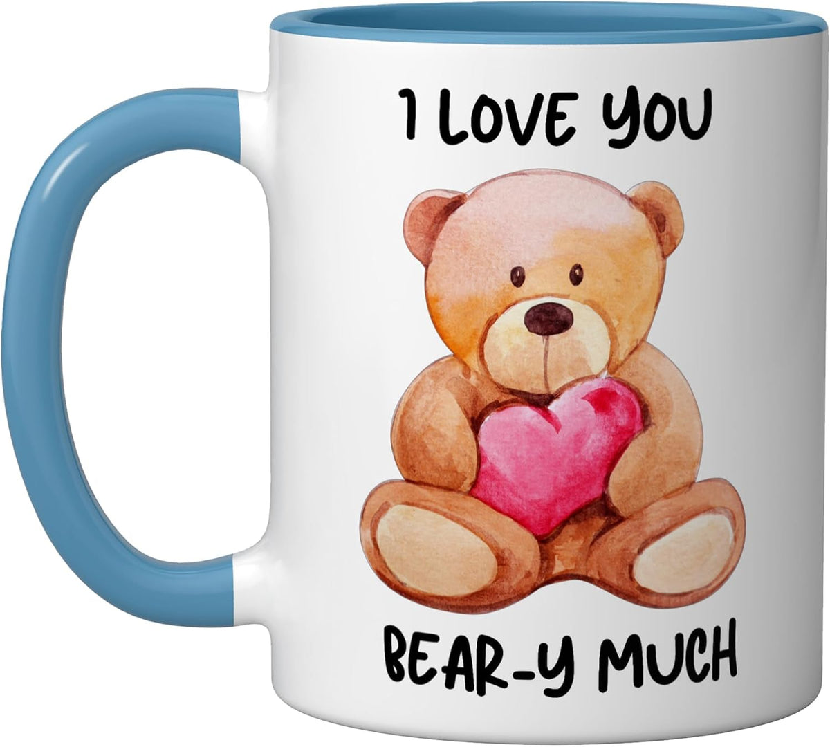 I Love You Beary Much Cute Teddy Bear Heart Pun Ceramic Mug