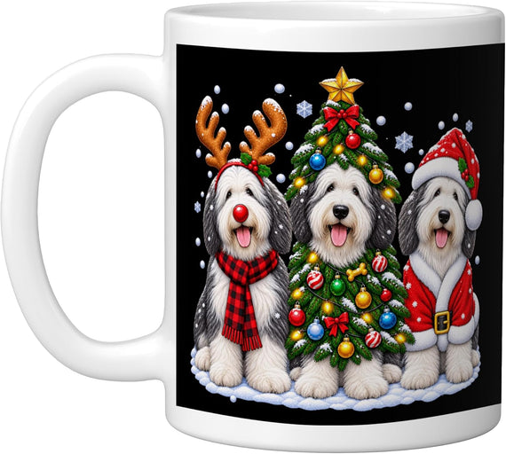 Old English Sheepdog Merry Christmas Santa Holidays Ceramic Mug