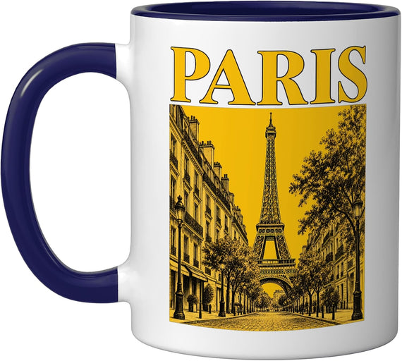 Paris Eiffel Tower Street Scene Travel Souvenir Ceramic Mug