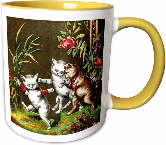 Vintage 3 Cats At Play Ceramic Mug