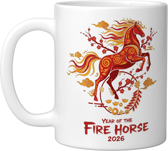 Year Fire Horse Chinese Lunar Year Zodiac Ceramic Mug
