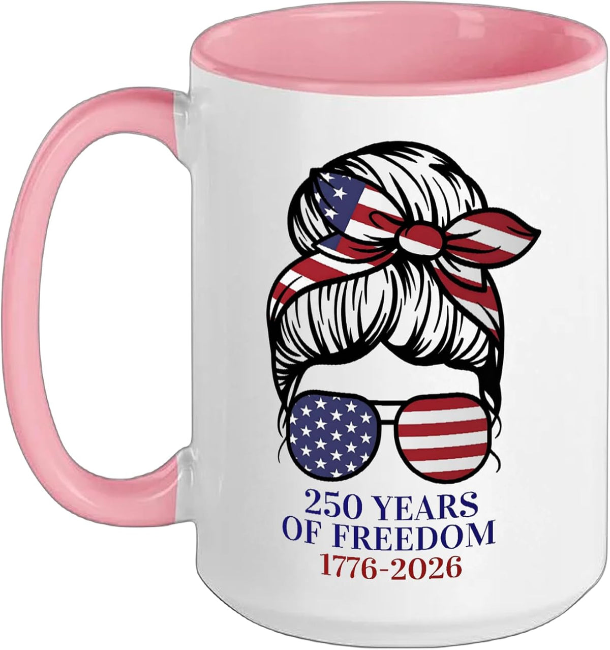 Usa 250 Years Of Freedom Women's Messy Bun American Flag Ceramic Mug