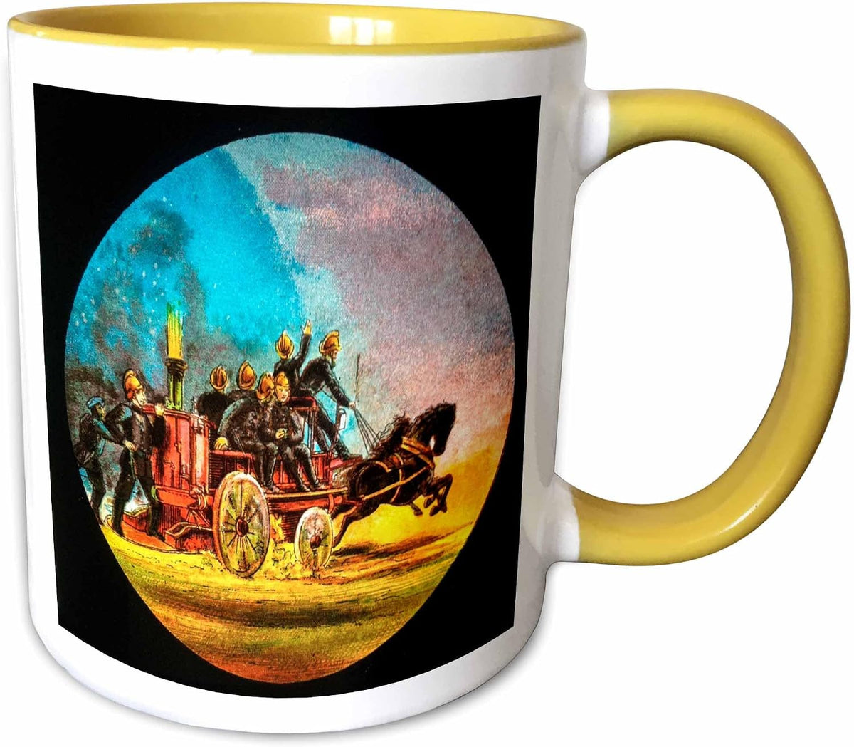 Victorian Fire Company Horse Drawn Engine Racing Ceramic Mug
