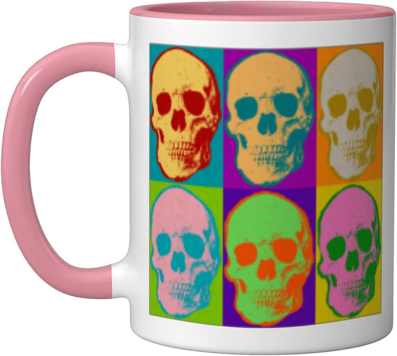 Skull Pop Art Skeleton Retro Colorful Vintage Graphics Ceramic Mug